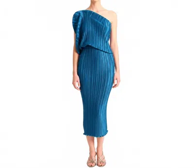Daphne Valente Polyhymnia Midi Dress In Petrol In Multi