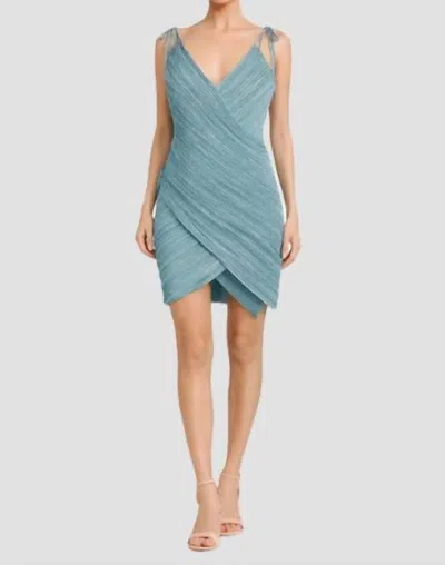 Daphne Valente X-front Pleated Mini Dress In Aqua In Blue