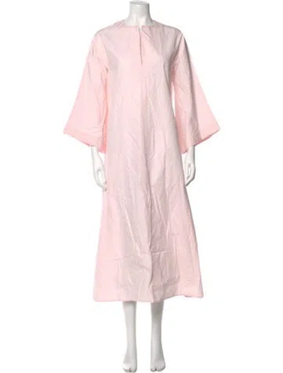 Pre-owned Daphne Wilde Crew Neck Long Dress In Pink