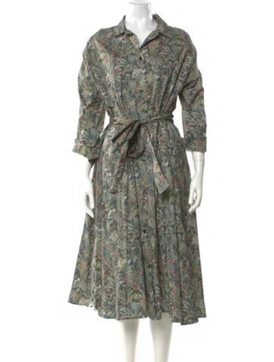 Pre-owned Daphne Wilde Paisley Print Long Dress In Green
