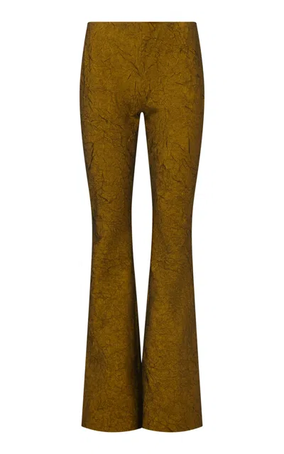 Dar Zéro Studio Crinkled Lamé Flare Pants In Gold