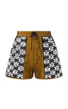 Dar Zéro Studio Embroidered Crinkled Lamè Shorts In Gold