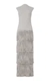 Dar Zéro Studio Fringed Neoprene Maxi Dress In Gray