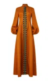 Dar Zéro Studio Geometric Jacquard Mock Neck Duster In Orange
