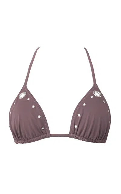 Dar Zéro Studio Grommet Bikini Top In Gray