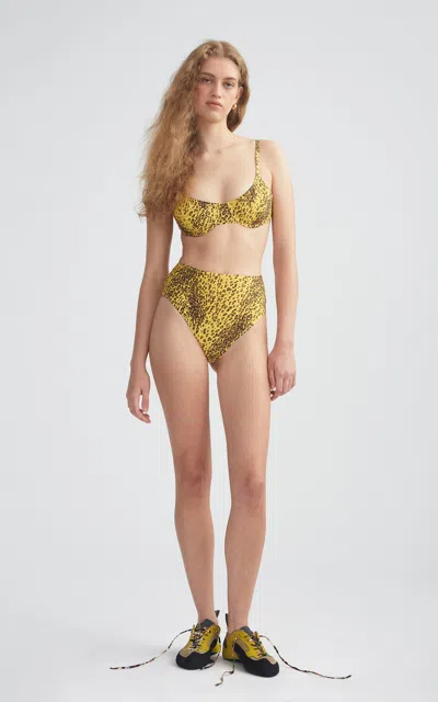 Dar Zéro Studio Printed High Rise Bikini Bottom In Animal Print