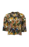 Dar Zéro Studio Printed Silk Crepe De Chine Cropped Camp Shirt In Animal Print