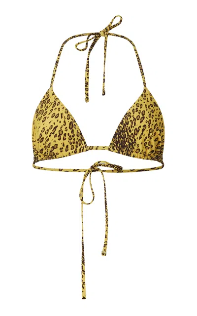 Dar Zéro Studio Printed Triangle Bikini Top In Animal Print