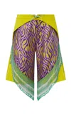 Dar Zéro Studio Sea Glass Fringe Beaded Jacquard Lamé Board Shorts In Animal Print