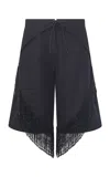 Dar Zéro Studio Sea Glass Fringe Beaded Jacquard Lamé Board Shorts In Black