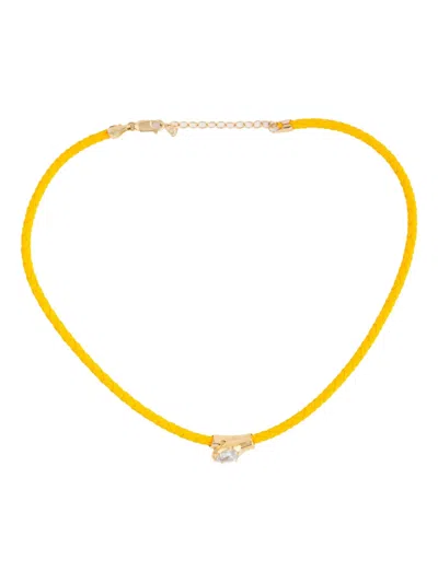 Dara Kaye 14k Yellow Gold Serpent Diamond Leather Necklace