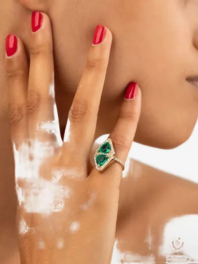 Dara Kaye 14k Yellow Gold Trillion Shield Double Ring