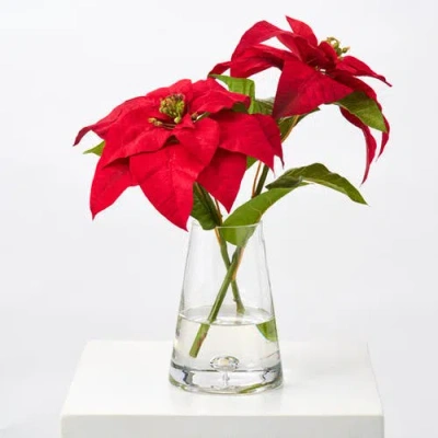 Darby Creek Trading Lifelike Christmas Red Velvet Poinsettia Blooms