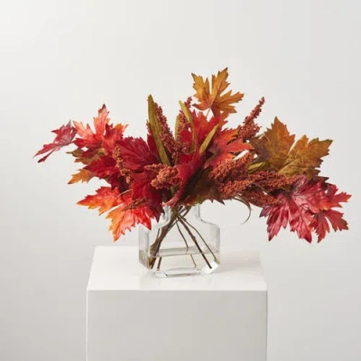 Darby Creek Trading Mixed Fall Brown & Burgundy Red Maple Leaf & Rust Astilbe