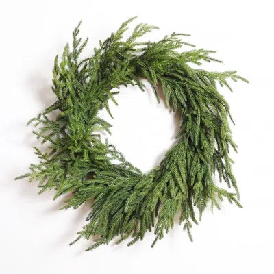 Darby Creek Trading Norfolk Collection - Real Touch Norfolk Pine Front Door Christmas Holiday Winter Wreath - 2 Size Opt