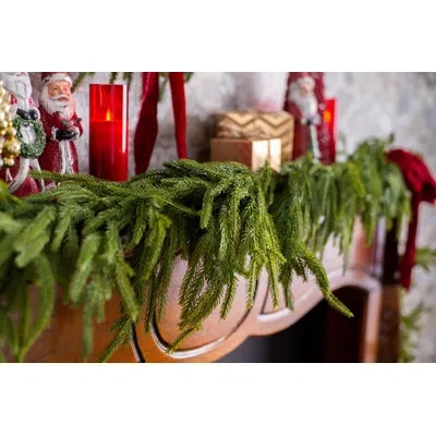 Darby Creek Trading Real Touch Norfolk Pine Christmas Holiday Front Door Garland Table Runner In Green