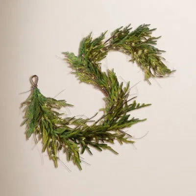 Darby Creek Trading Twig Light & Real Touch Green Norfolk Pine Pre-lit Winter Christmas Mantle Garland Table Runner In Brown;green