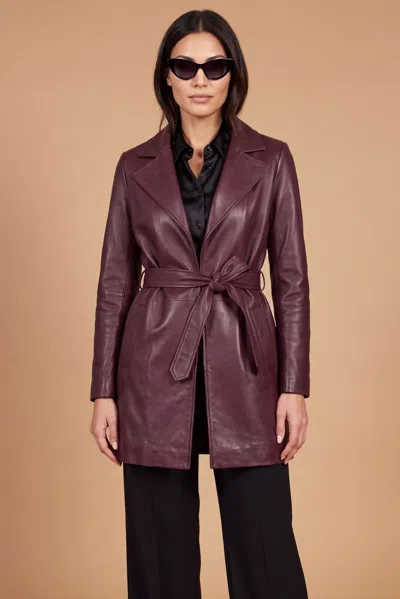 D'arienzo Bordeaux Leather Kimono Medium-height Jacket