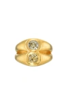 Darius Old Mine Bezel Set Diamond Double Signet Ring