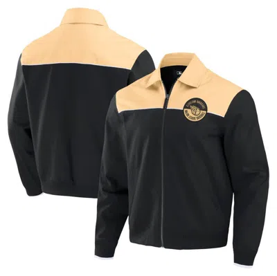 Darius Rucker Collection By Fanatics Black/tan Cleveland Guardians Canvas Bomber Full-zip Jacket