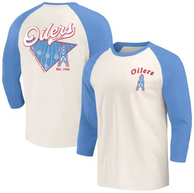 Darius Rucker Collection By Fanatics Light Blue/white Houston Oilers Gridiron Classics Raglan 3/4 Sl