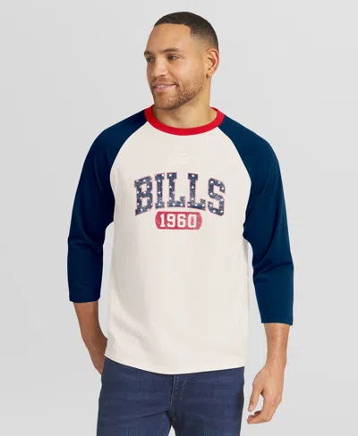 Darius Rucker Collection By Fanatics Men's Darius Rucker Collection By White/navy Buffalo Bills Americana 3/4 Sleeve Raglan T-shirt In White,navy