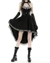 Dark In Love Cross Necktie Striped High Low Dress In Black In Black