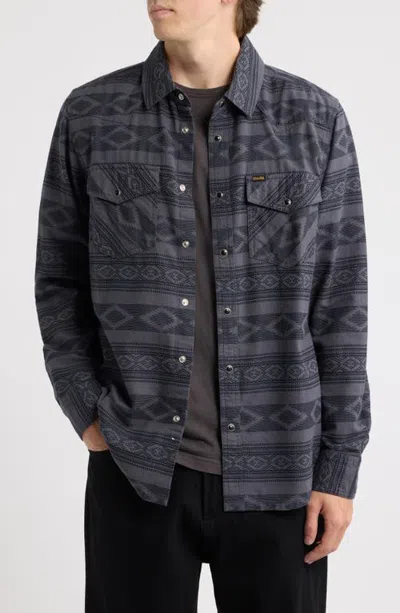 Dark Seas Austin Print Snap-up Shirt In Indigo