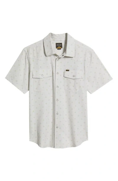 Dark Seas Barton Uv Geo Print Short Sleeve Snap-up Western Shirt In White