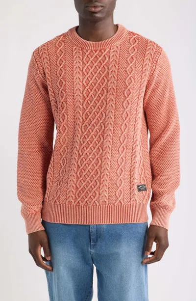 Dark Seas Big Sur Mixed Stitch Sweater In Burnt Sienna
