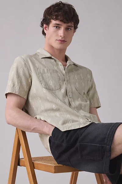 Dark Seas Breezy Textured Pattern Short Sleeve Shirt Top In Tan, Men's At Urban Outfitters In Neutral