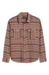 Dark Seas Briarcreek Stripe Flannel Button-up Shirt In Brown