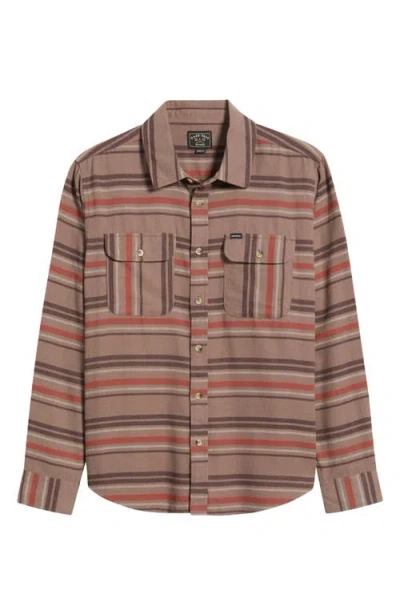 Dark Seas Briarcreek Stripe Flannel Button-up Shirt In Brown