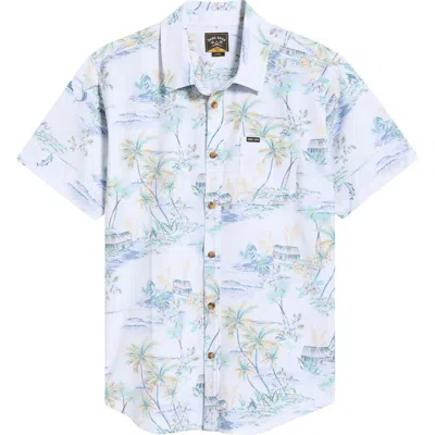 Dark Seas Eldora Tropical Print Short Sleeve Performance Button-up Shirt In White