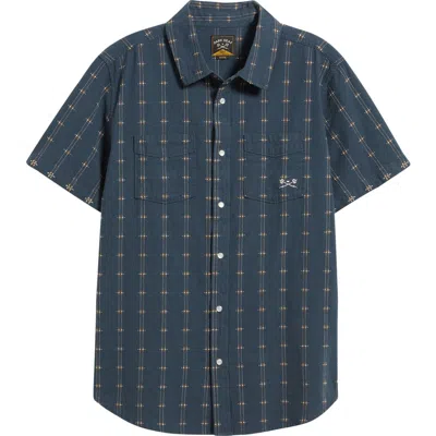 Dark Seas Gildale Textured Stripe Short Sleeve Cotton Snap-up Shirt In Blue