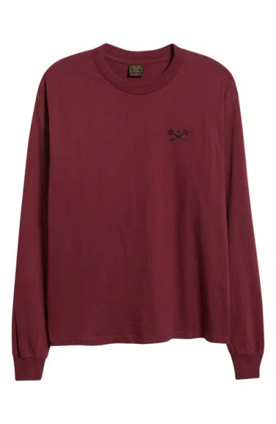 Dark Seas Go-to Embroidered Long Sleeve T-shirt In Burgundy