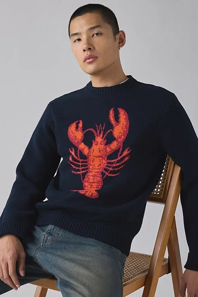 Dark Seas Montauk Crew Neck Sweater In Navy, Men's At Urban Outfitters In Blue