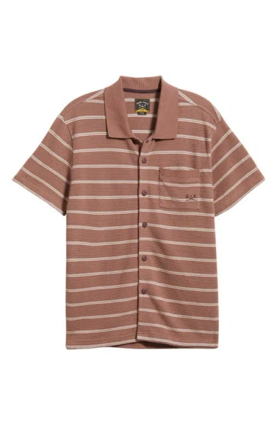 Dark Seas Shayne Short Sleeve Cotton Knit Button-up Shirt In Brown
