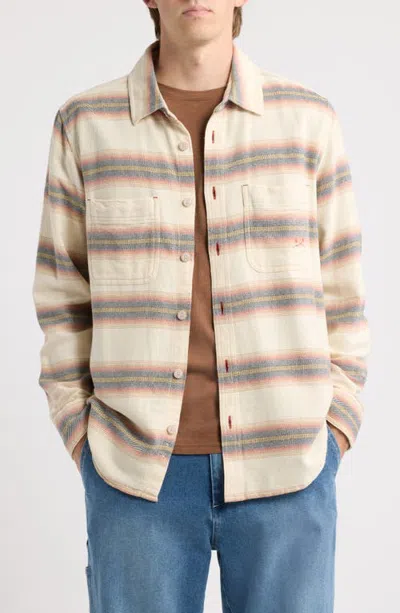 Dark Seas Summit Multi Stripe Flannel Button-up Shirt In Off-white