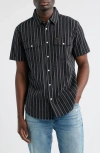 Dark Seas Vigilante Stripe Short Sleeve Cotton Snap-up Shirt