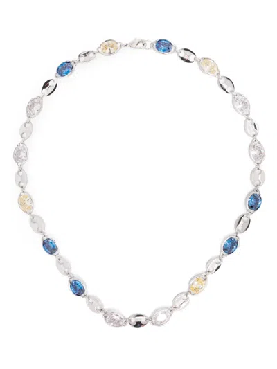 Darkai Anchor Necklace In Silver/blue