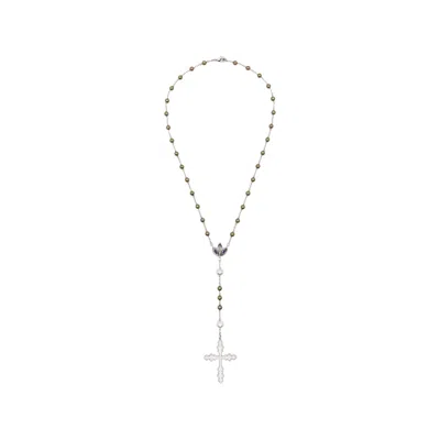 Darkai Beaded Embellished-cross Necklace In Transparent