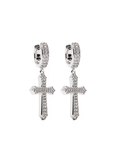 Darkai Cross-pendant Earrings In Silver