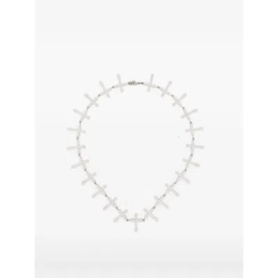 Darkai Cross Tennis Crystal-embellished Necklace In Metallic