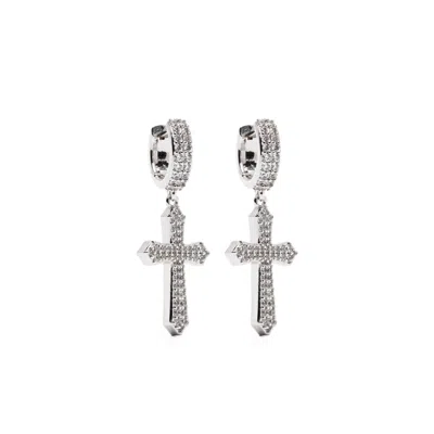 Darkai Cross-pendant Earrings In Silver