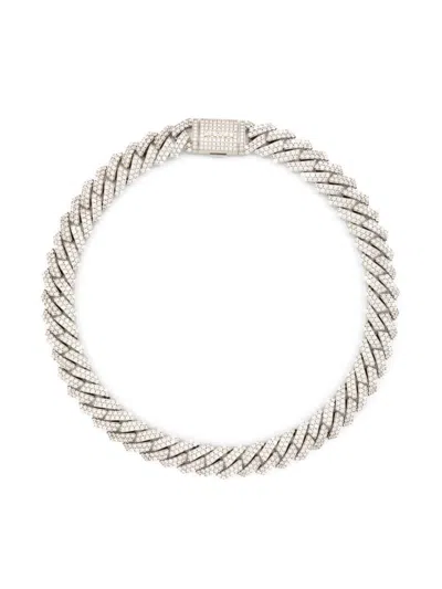 Darkai Cuban Embellished Choker Necklace In Silver