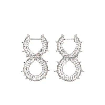 Darkai Spiked Infinity Earrings In Silver