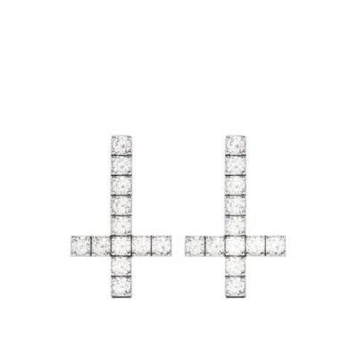 Darkai Reversed Cross Stud Earrings In Silber