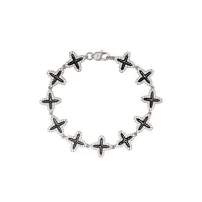 Darkai Clover Bracelet In Silver/black
