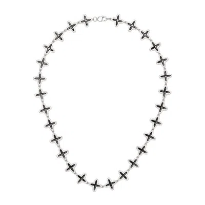 Darkai Clover Diamond Necklace In Silver/black